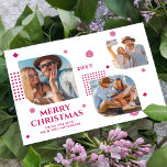 God jul, Mr & Mrs. 3 Photo Collage Modern<br><div class="desc">God jul Mr & Mrs. 3 Photo Collage Trendig Modern julkort innehåller en fotokollage av tre av dina favoritfoton med texten "God jul från den nya Mr & Mrs." i elegant rosa-skript. Anpassa genom att redigera texten i textrutorna. Perfekt till jul att skicka till vänner och familj. PHOTO TIP: centrera...</div>