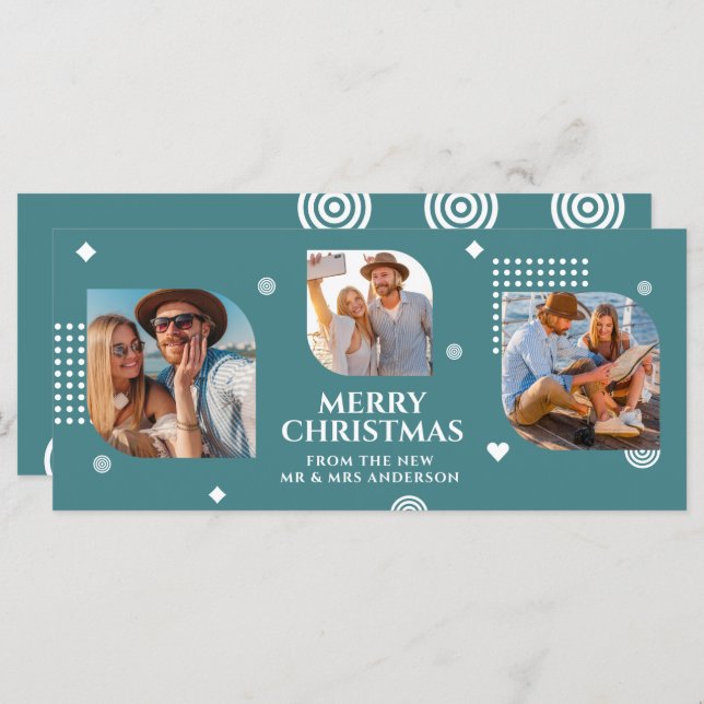 God jul, Mr & Mrs. 3 Photo Collage Modern (Fram/baksida)