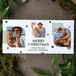 God jul, Mr & Mrs. 3 Photo Collage Modern Julkort