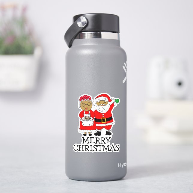 God jul Mr och Claus Klistermärken (HydroFlask)