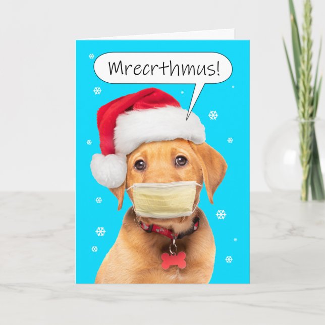 God jul mufflad talande marionett i Ansikte Mask Helgkort (Framsida)
