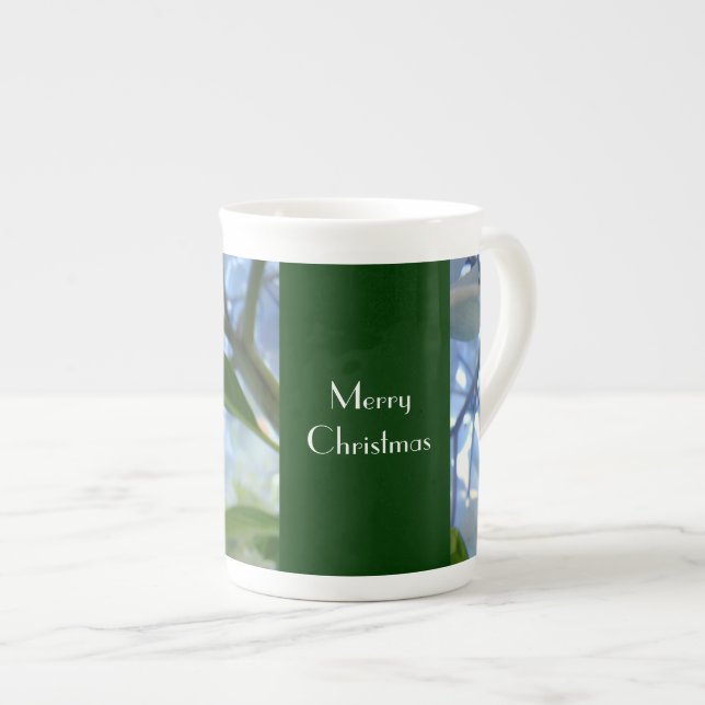 God Jul Muggar Blå Hydrangea Blommor Benporslin Mugg (Framsida höger)