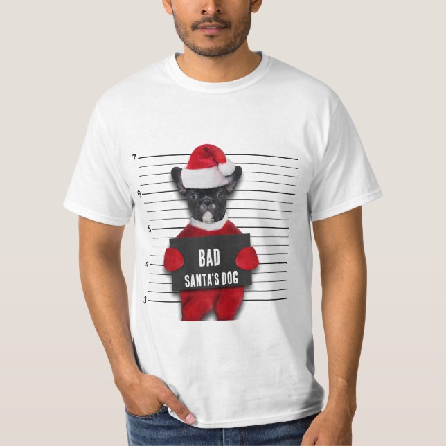 God jul Mugshot Dåliga Santa's Hund T Shirt (Framsida)