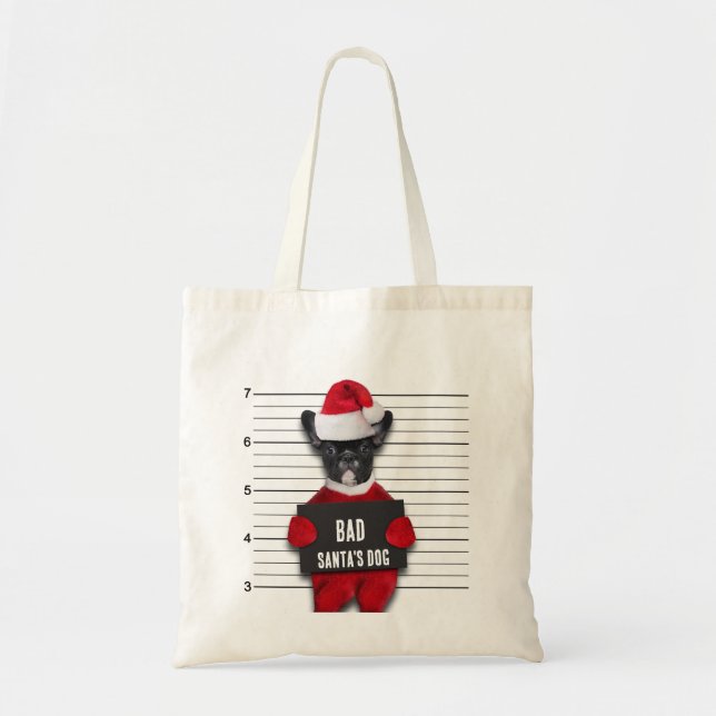God jul Mugshot Dåliga Santa's Hund Tygkasse (Framsidan)