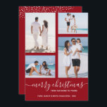 God jul Multi Photo Cranberry Julkort<br><div class="desc">Ladda upp fyra favoritfoton till det här julfotokortet som innehåller hälsning med chic på ett kranärrött helgdag-kort (eller ett färg-kort). Välj Projektionsyta för tyngsta pappra och HD-kvalitet för bästa fotokvalitet. MERA FÄRG gjorde för dig i vår affär.</div>