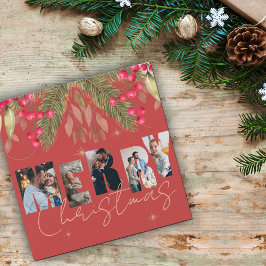 God jul Multi Photo Red Guld Helgdag Card