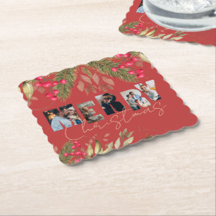 God jul Multi Photo Red Guld Julfest Underlägg Papper