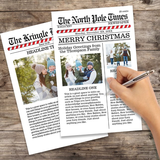 God jul Multi Photo Roligt North Pole Budget (Christmas holiday newspaper print photo 8.5" x 5.5" paper sheet. )