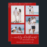 God jul Multi Photo Scarlet Julkort<br><div class="desc">Ladda upp fyra favoritfoton till det här julfotokortet som innehåller hälsning med chic på ett rött scarlet-helgdag (eller något färg-kort). Välj Projektionsyta för tyngsta pappra och HD-kvalitet för bästa fotokvalitet. MERA FÄRG gjorde för dig i vår affär.</div>
