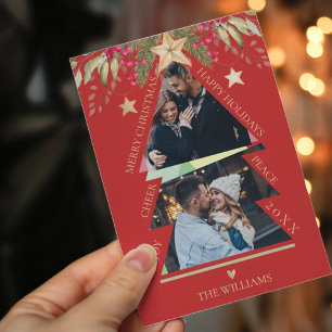 God jul Multi Photo Träd Red Helgdag Card