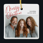 God jul Multi-two-foto Design Red Julgransprydnad Keramik<br><div class="desc">God jul multifotodesign med två foton,  röd skrift</div>