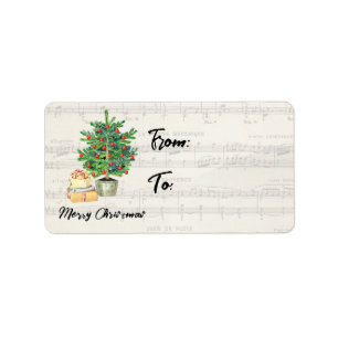 God jul Music Papper Winter Hälsning Season Adressetikett