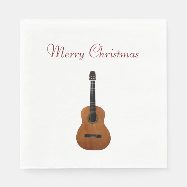 God jul Musical Guitar Red Typography Pappersservett (Framsidan)