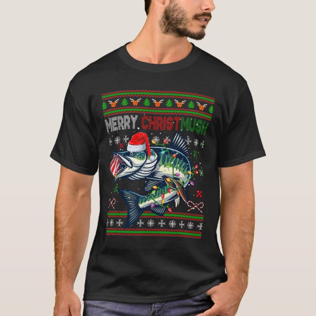 God jul Musky Santa Musky Julafton Costume Fis T Shirt (Framsida)