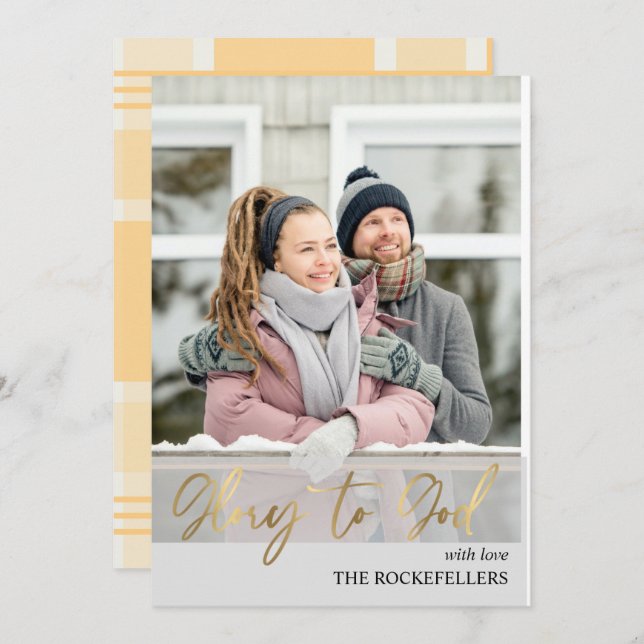 God Jul Mustard Plade Photo Julkort (Fram/baksida)