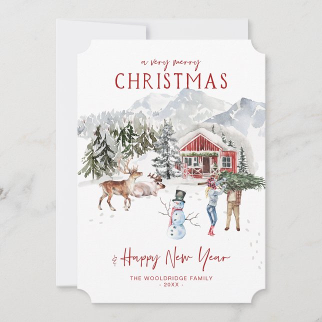 God Jul | Mysig Rustik Stuga Julkort (Framsida)