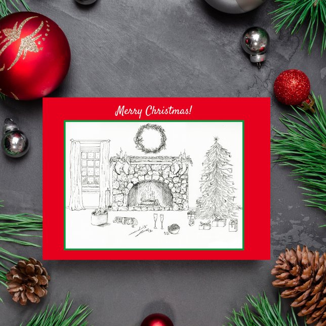 God Jul Mysiga Vardagsrum Med Cavalier Kort (A homewarming Christmas card.)