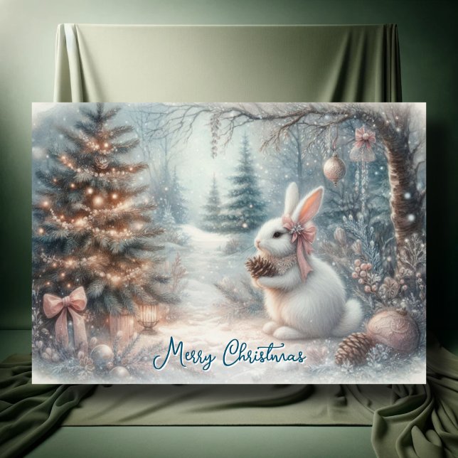 God jul Mysigt Bunny Woodland Decoupage Helgkort (Skapare uppladdad)