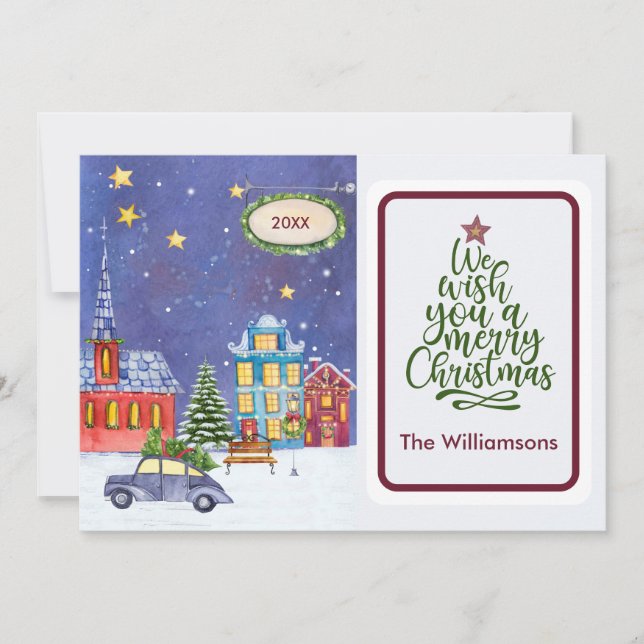 God jul Mysigt jullkort för byscen Kort (Framsida)