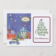 God jul Mysigt jullkort för byscen