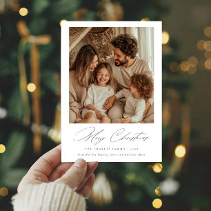 God jul Mysigt minialistiskt familjefokort för Julkort