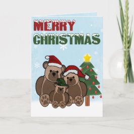 God jul Nalle Family Greeting-kort Helgkort