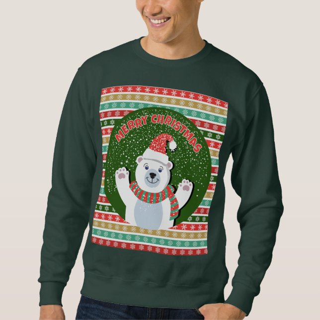 God jul Nalle Lång Ärmad Tröja (Framsida)