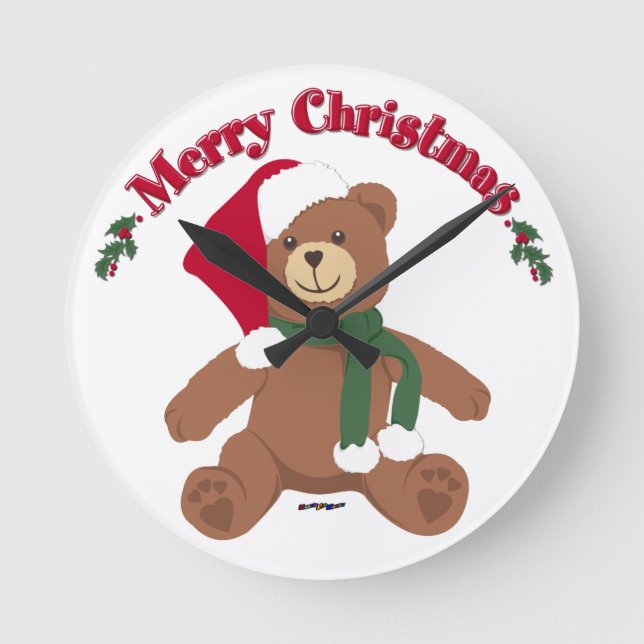 God jul Nalle Rund Klocka (Framsida)