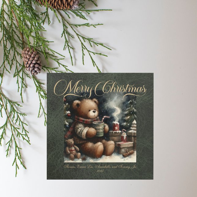 God jul Nalles Faux Leather Julkort (Skapare uppladdad)