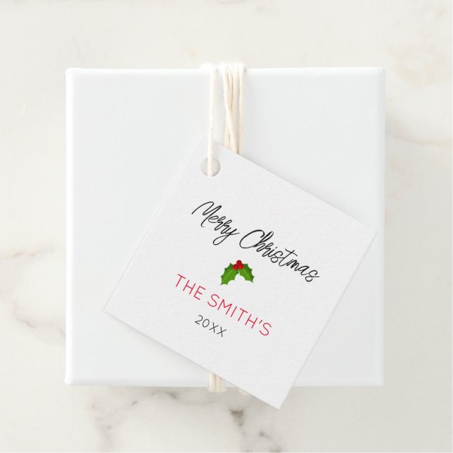 God jul NAMN Holly YEAR Festive Helgdag Gåvor Etiketter (På plats)