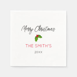 God jul NAMN Holly YEAR Festive Helgdag Pappersservett