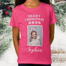 God jul Namn och Photo Girls Rosa T Shirt