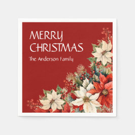 God jul Namn Poinsettias Pappersservett