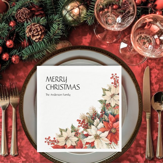 God jul Namn Poinsettias Pappersservett (Skapare uppladdad)
