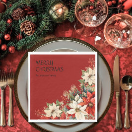 God jul Namn Poinsettias Pappersservett