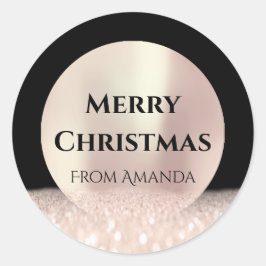 God jul Namn Ro Black Glitter Spark Runt Klistermärke