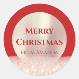God jul Namn Ro Red Glitter Spark Runt Klistermärke
