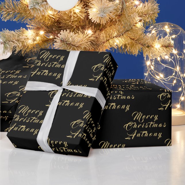 God jul Namn Svarta Guld, enkel modern Presentpapper (Helgdagar)