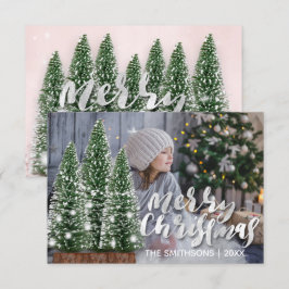 God jul Namn Träd Winter Ljus FotoRosa Inbjudningar