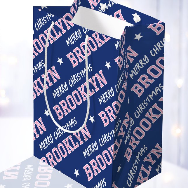 God jul Namn Typography Navy Blue Rosa (Skapare uppladdad)