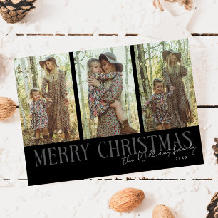 God jul Namnteckning Multi Photo Black Julkort
