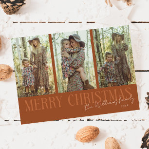 God jul Namnteckning Multi Photo Terracotta Julkort