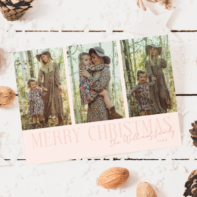 God jul Namnteckning multifoto-persikor Julkort (Skapare uppladdad)