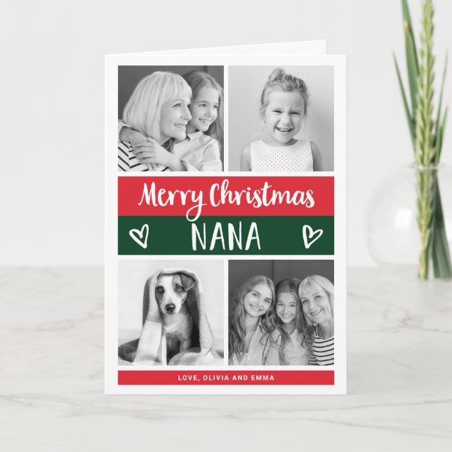 God jul Nana| Blockfoto till rutnät för Färg Helgkort (Framsida)
