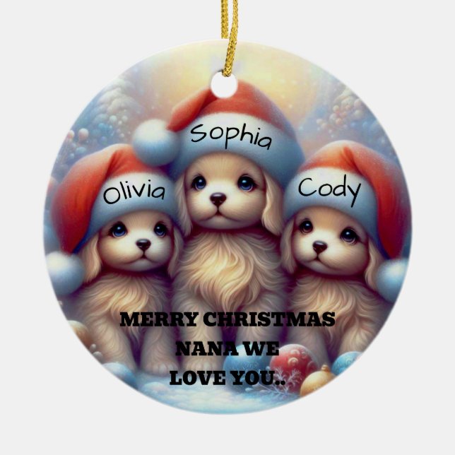 God jul Nana Cute Julvalpar Julgransprydnad Keramik (Framsidan)