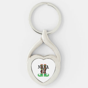 God Jul Nana Elf Twisted Heart Silverfärgad Nyckelring