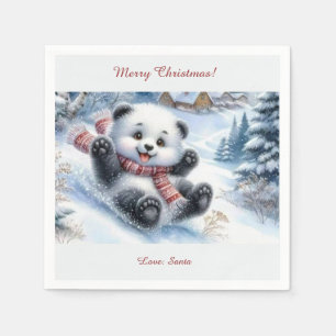 God jul Napkin! Lårbjörn på en slang Pappersservett