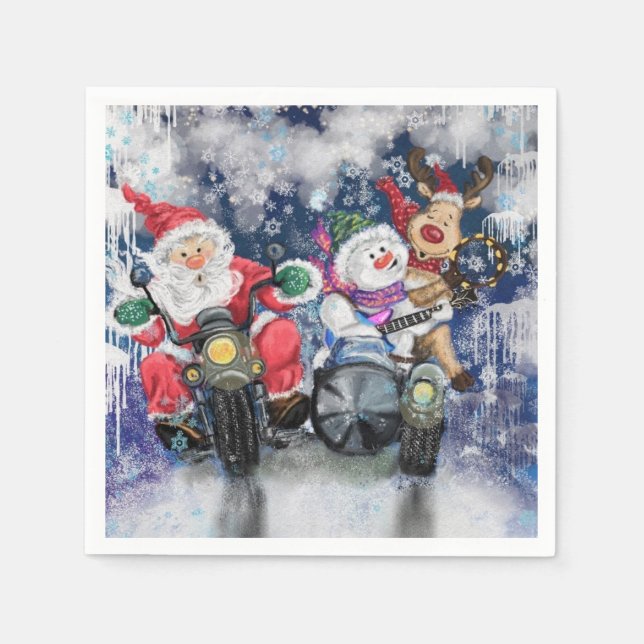 God jul, Napkins Lycklig julvänner Pappersservett (Framsidan)