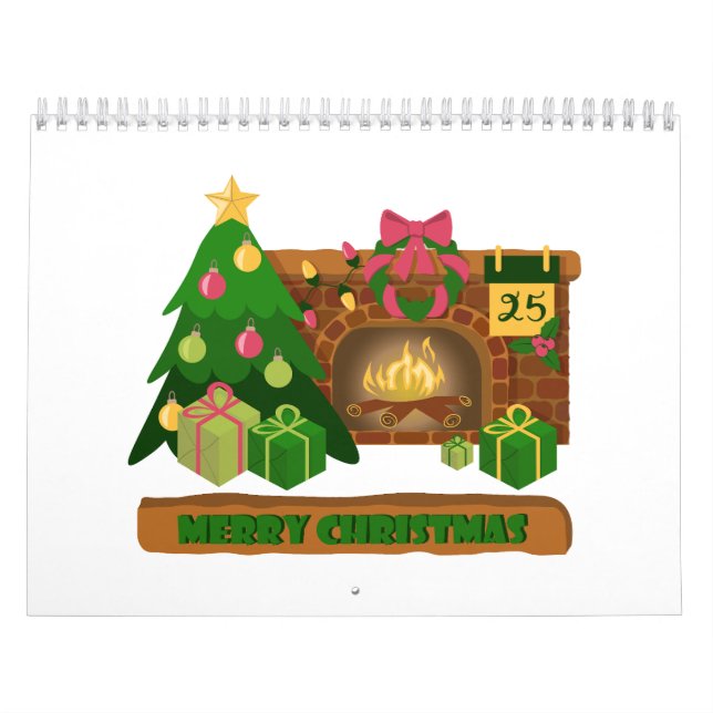 God jul nära eldskorpa julafton träd kalender (Omslag)