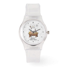 God jul Nativitet Baby Jesus Snögubbe Armbandsur